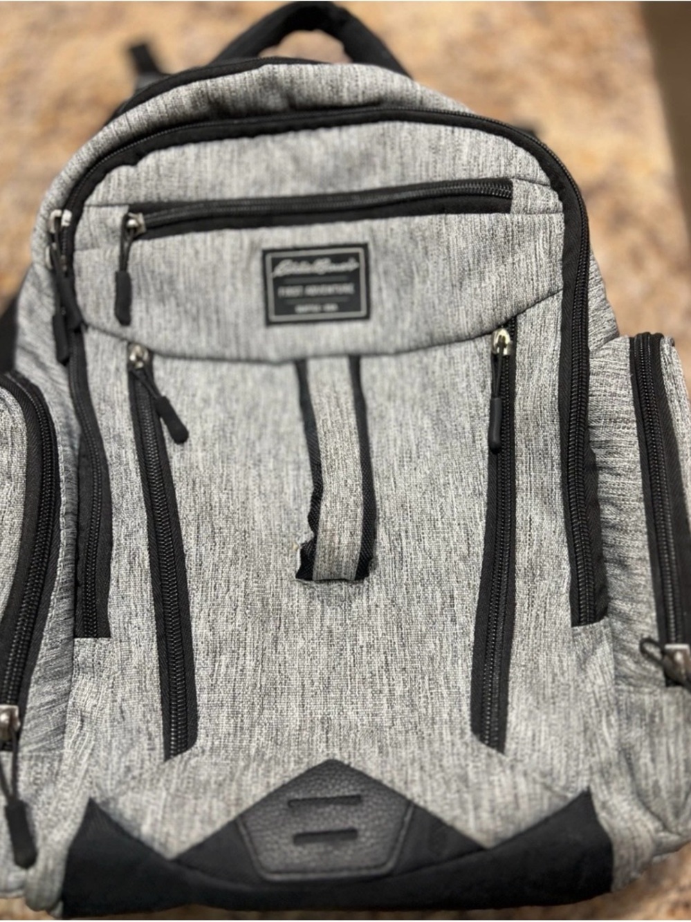 Eddie Bauer Grey Ranier Travel Backpack Diaper Bag With Insulated Pocket